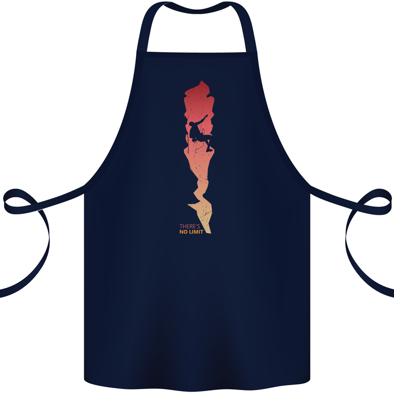 Rock Climbing There's No Limit Climber Cotton Apron 100% Organic Navy Blue