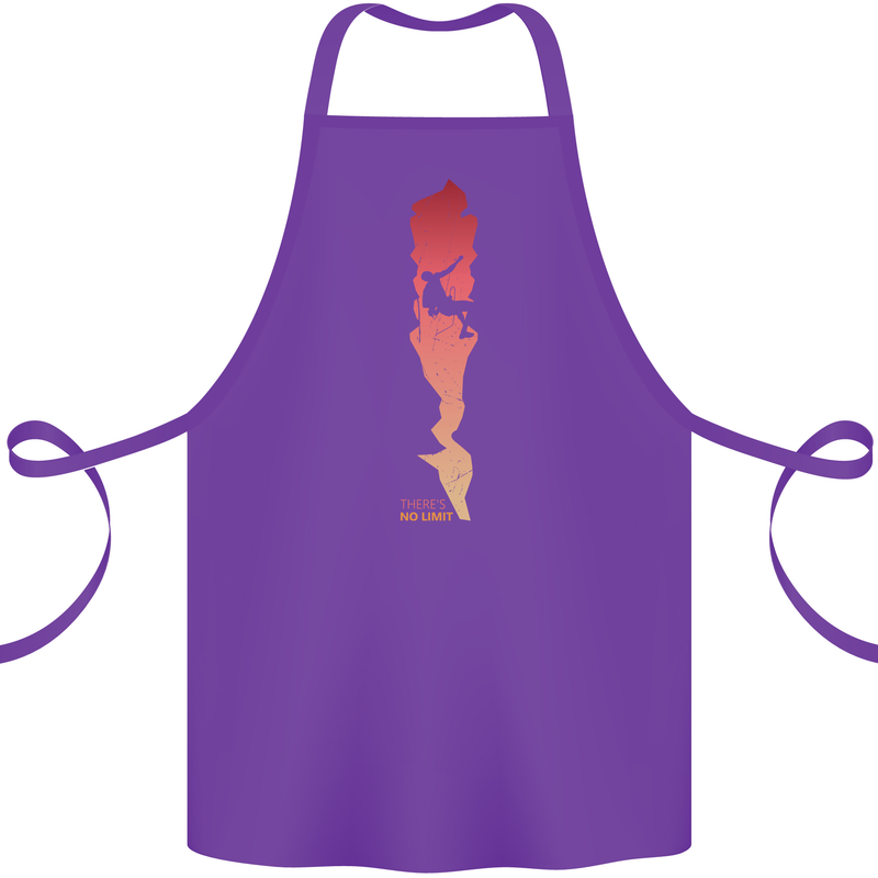 Rock Climbing There's No Limit Climber Cotton Apron 100% Organic Purple