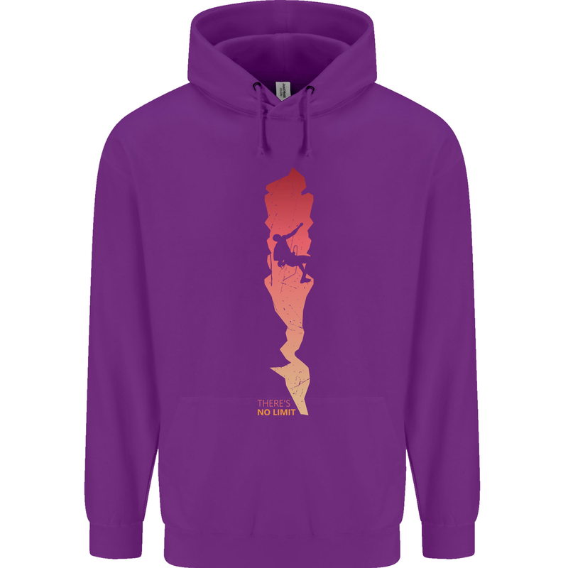 Rock Climbing There's No Limit Climber Mens 80% Cotton Hoodie Purple