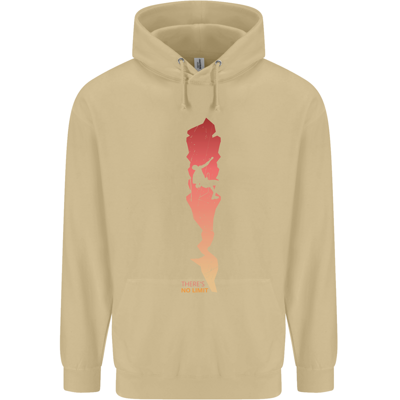 Rock Climbing There's No Limit Climber Mens 80% Cotton Hoodie Sand