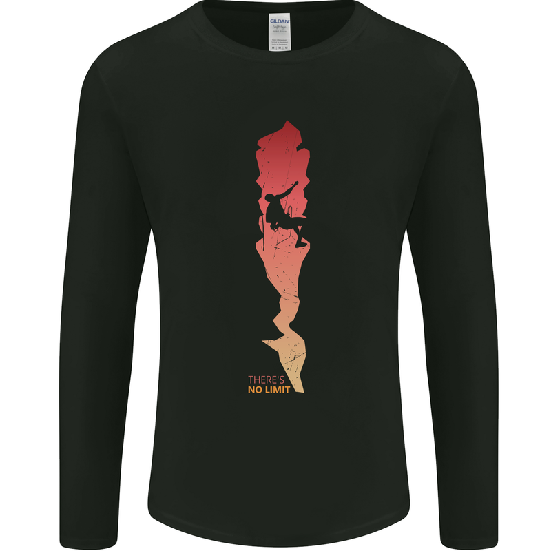 Rock Climbing There's No Limit Climber Mens Long Sleeve T-Shirt Black