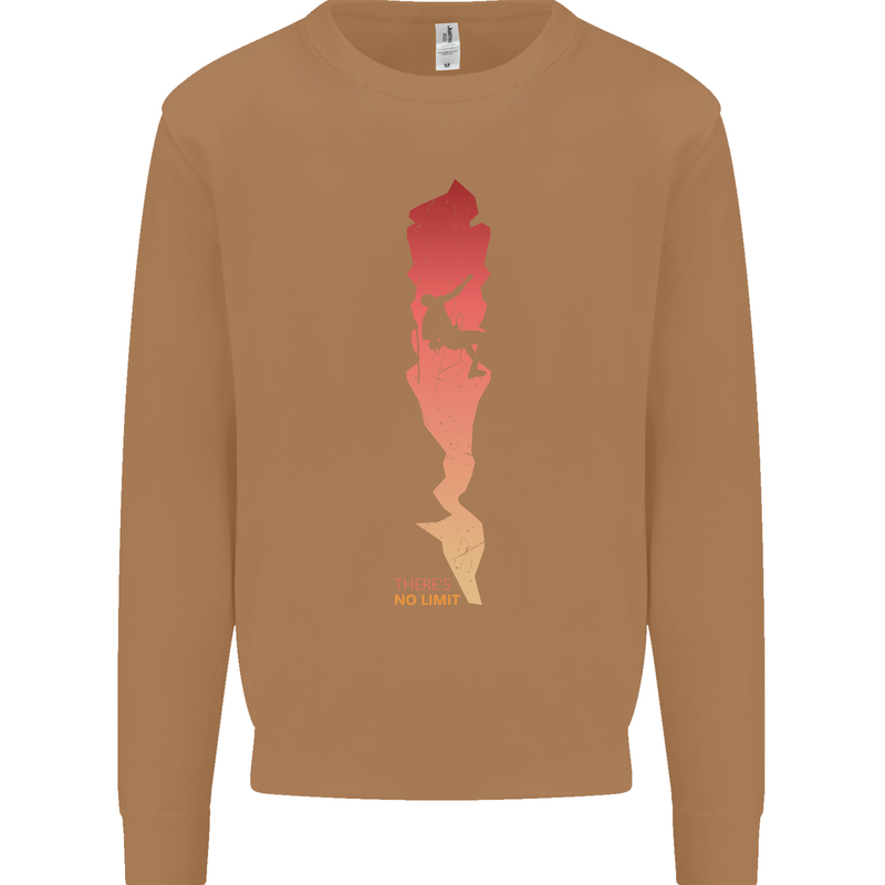 Rock Climbing There's No Limit Climber Mens Sweatshirt Jumper Caramel Latte