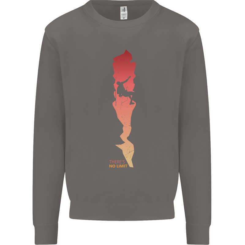 Rock Climbing There's No Limit Climber Mens Sweatshirt Jumper Charcoal