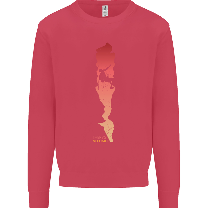 Rock Climbing There's No Limit Climber Mens Sweatshirt Jumper Heliconia