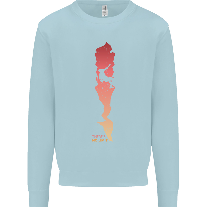 Rock Climbing There's No Limit Climber Mens Sweatshirt Jumper Light Blue