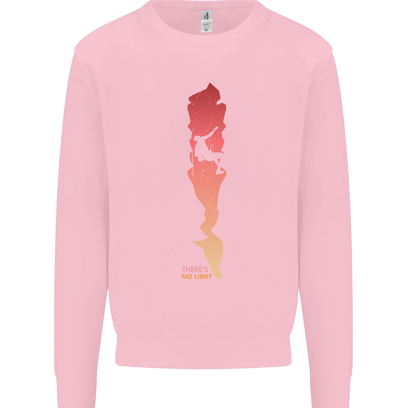 Rock Climbing There's No Limit Climber Mens Sweatshirt Jumper Light Pink