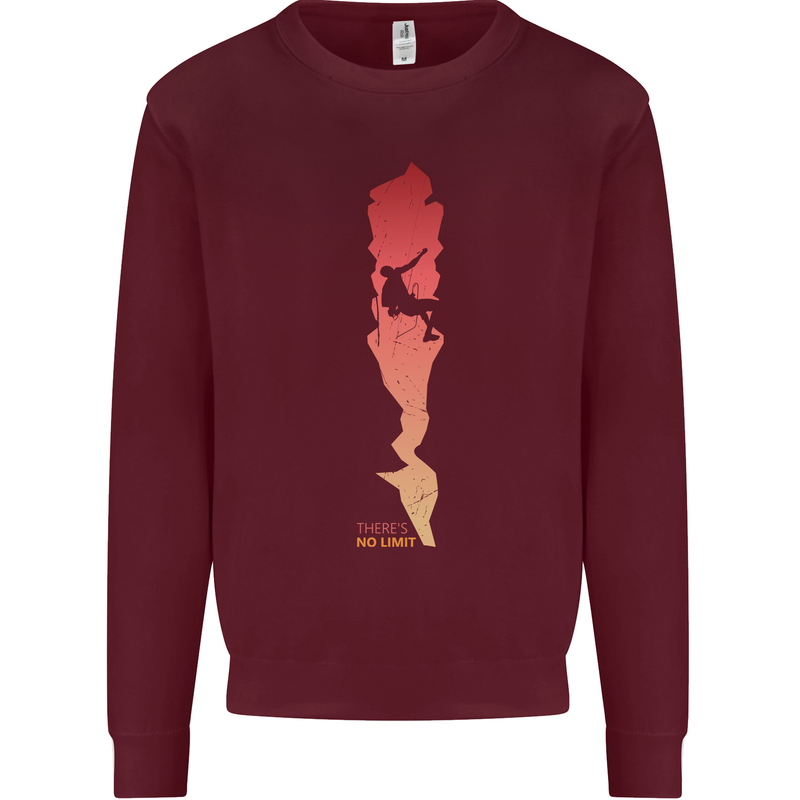 Rock Climbing There's No Limit Climber Mens Sweatshirt Jumper Maroon