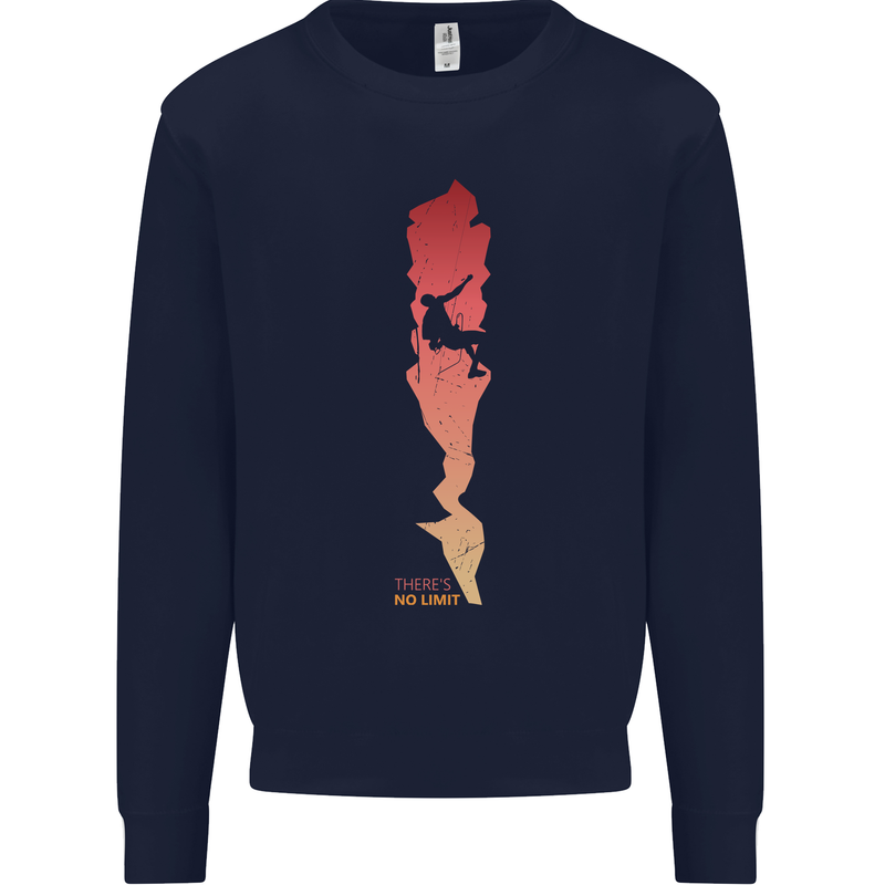 Rock Climbing There's No Limit Climber Mens Sweatshirt Jumper Navy Blue