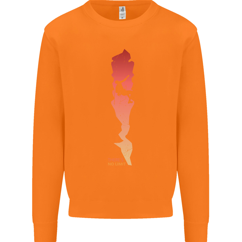 Rock Climbing There's No Limit Climber Mens Sweatshirt Jumper Orange
