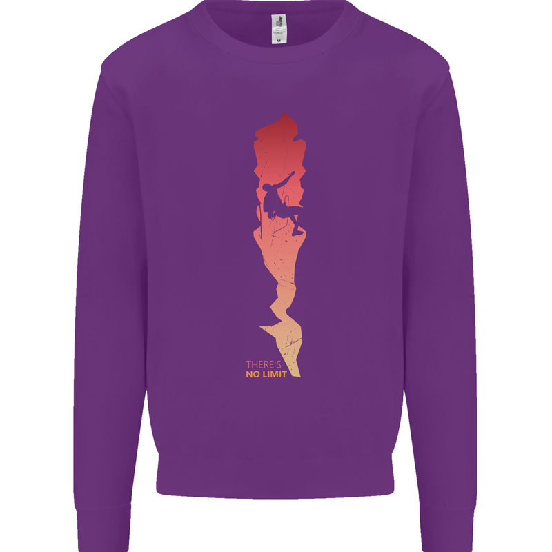 Rock Climbing There's No Limit Climber Mens Sweatshirt Jumper Purple