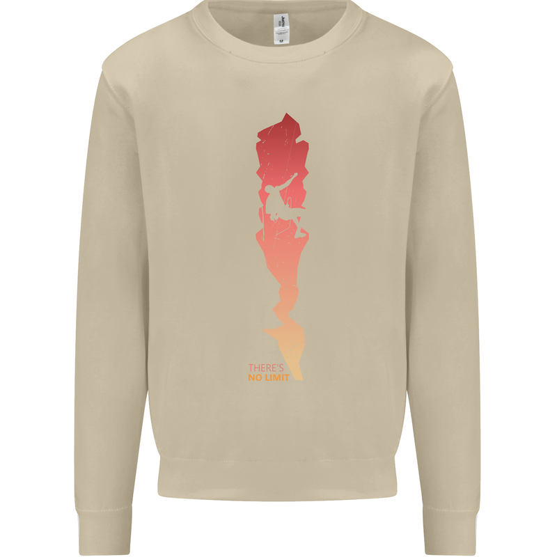 Rock Climbing There's No Limit Climber Mens Sweatshirt Jumper Sand
