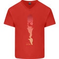 Rock Climbing There's No Limit Climber Mens V-Neck Cotton T-Shirt Red