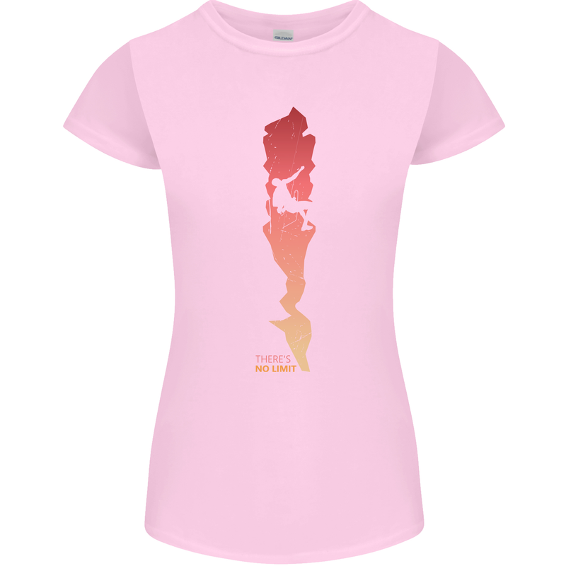 Rock Climbing There's No Limit Climber Womens Petite Cut T-Shirt Light Pink