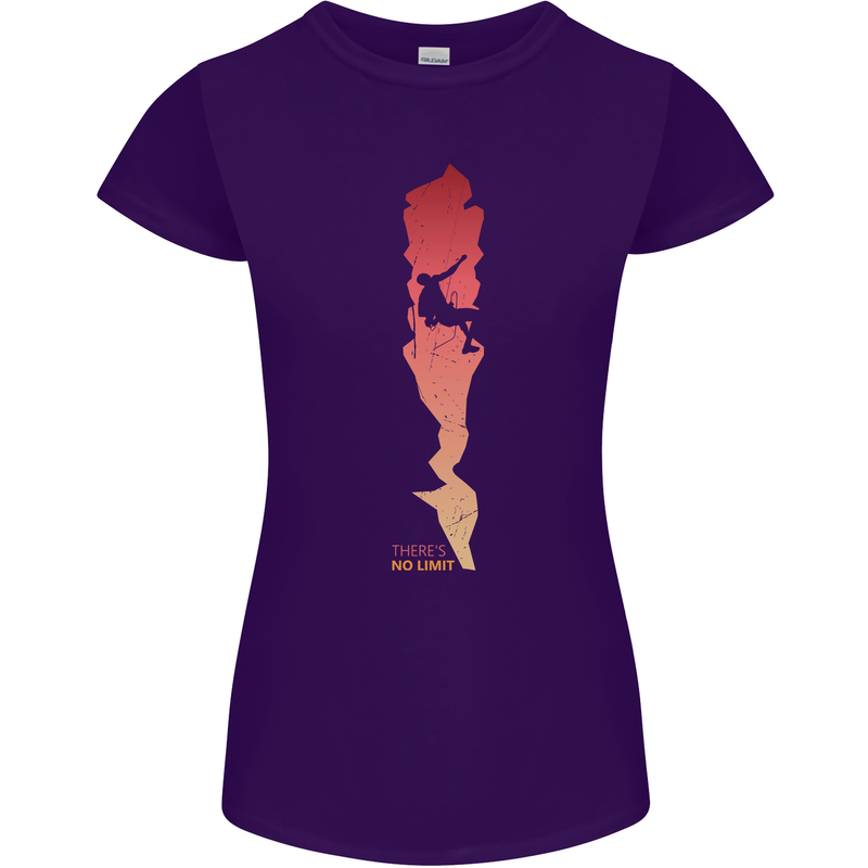 Rock Climbing There's No Limit Climber Womens Petite Cut T-Shirt Purple