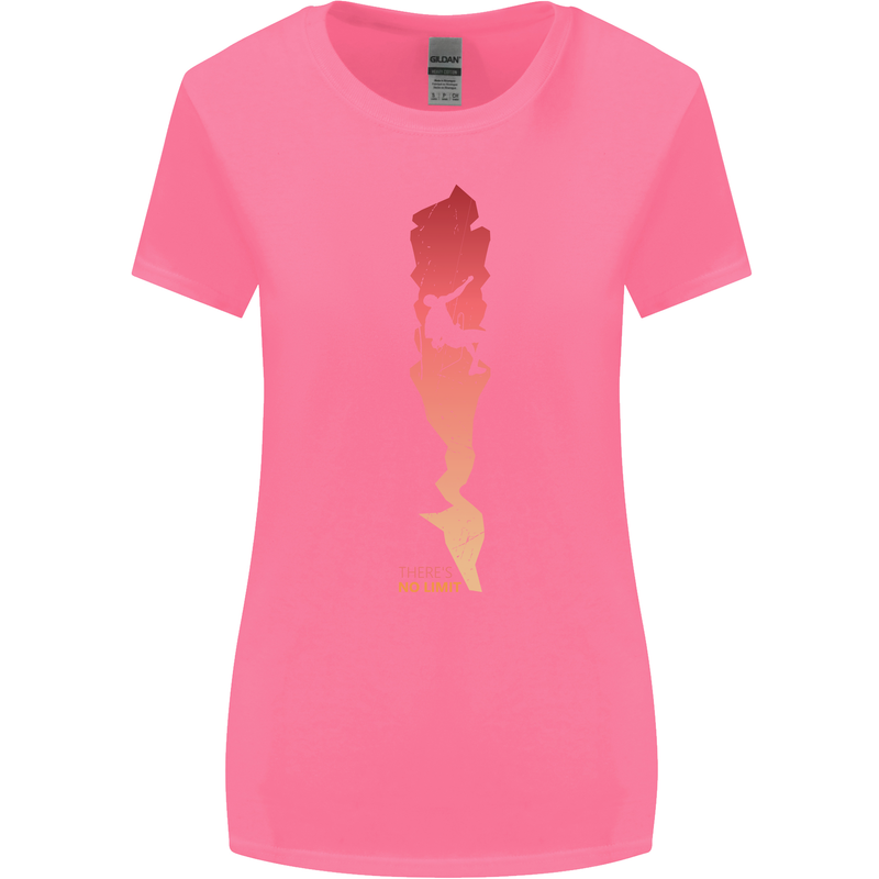Rock Climbing There's No Limit Climber Womens Wider Cut T-Shirt Azalea