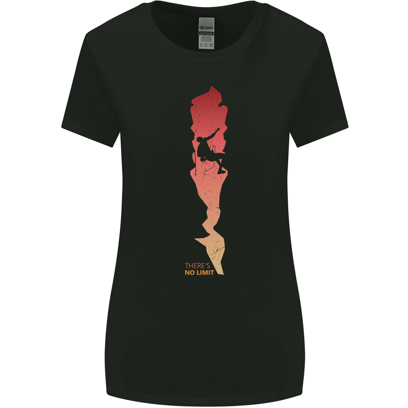 Rock Climbing There's No Limit Climber Womens Wider Cut T-Shirt Black
