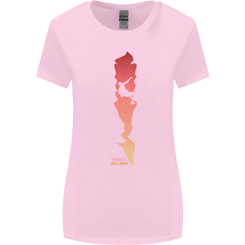 Rock Climbing There's No Limit Climber Womens Wider Cut T-Shirt Light Pink