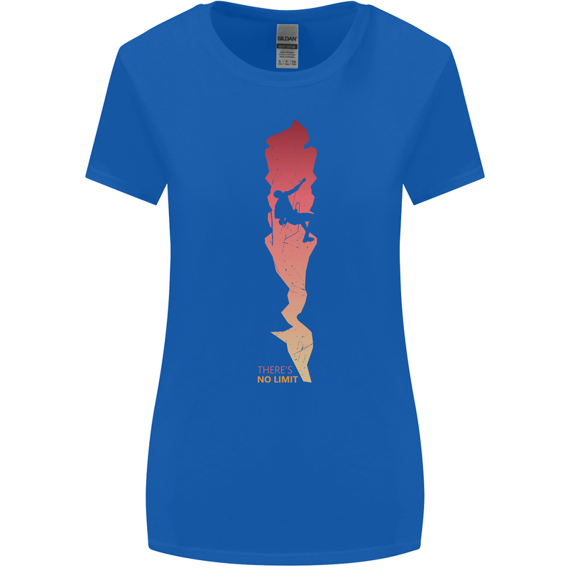 Rock Climbing There's No Limit Climber Womens Wider Cut T-Shirt Royal Blue