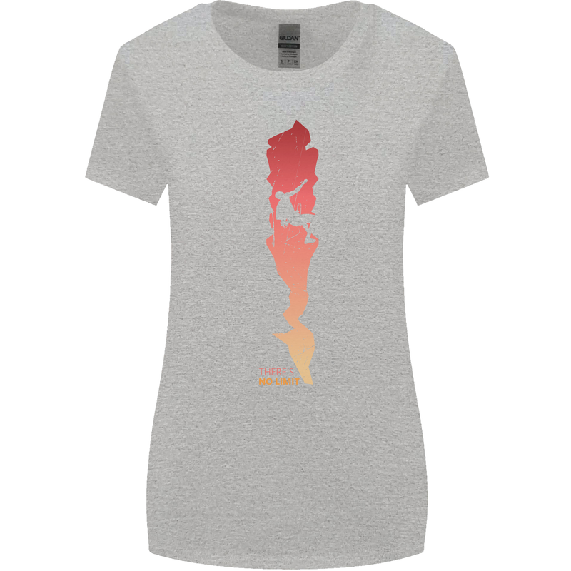 Rock Climbing There's No Limit Climber Womens Wider Cut T-Shirt Sports Grey