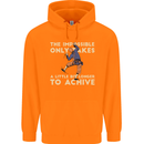 Rock Climbing the Impossible Funny Climber Childrens Kids Hoodie Orange