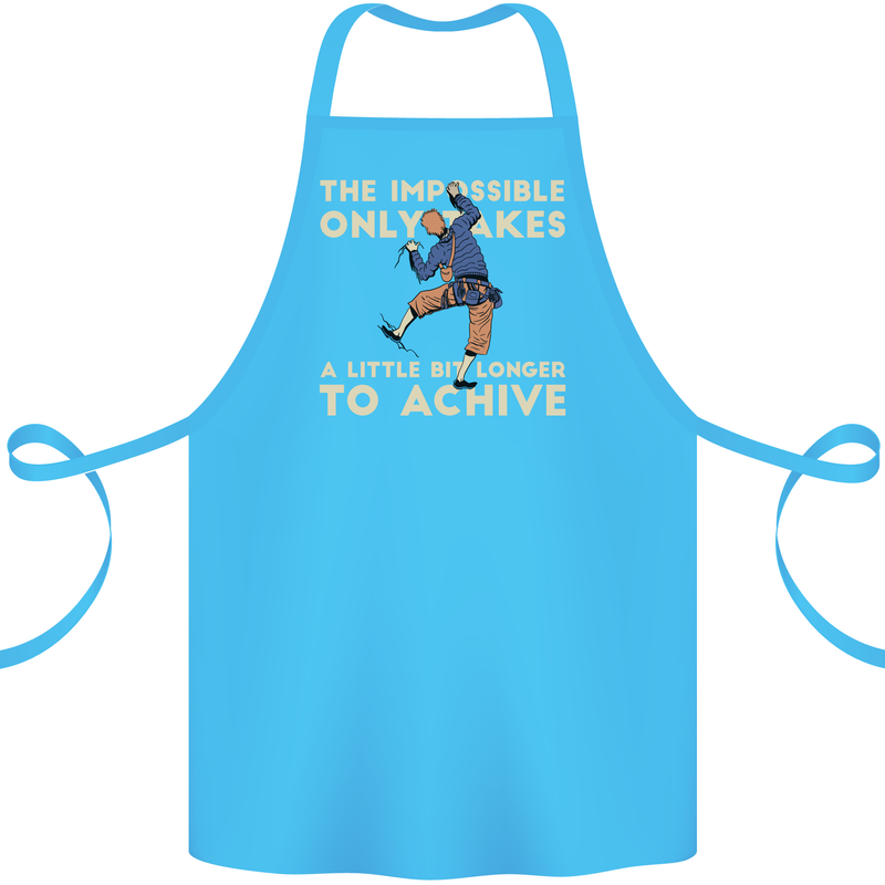 Rock Climbing the Impossible Funny Climber Cotton Apron 100% Organic Turquoise
