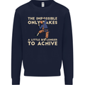 Rock Climbing the Impossible Funny Climber Kids Sweatshirt Jumper Navy Blue