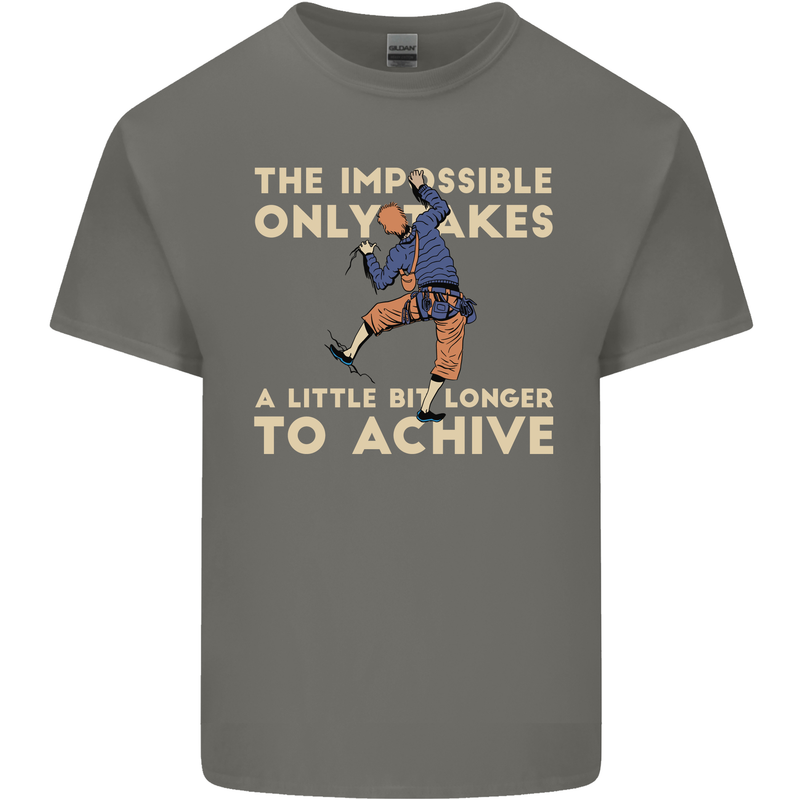 Rock Climbing the Impossible Funny Climber Kids T-Shirt Childrens Charcoal