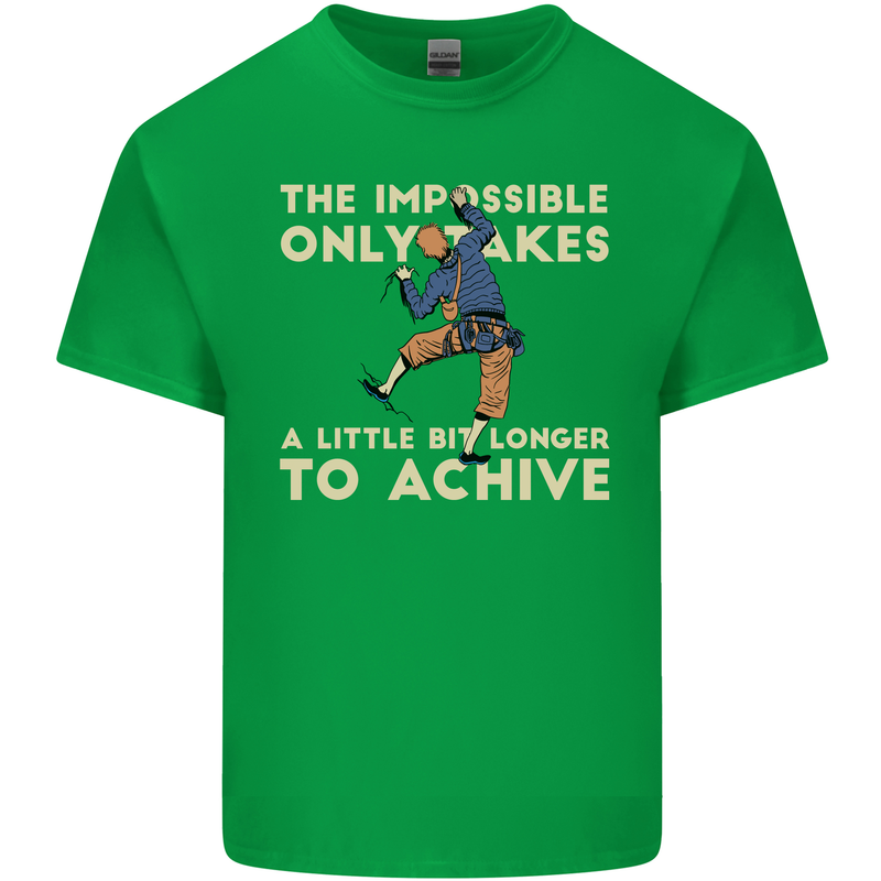 Rock Climbing the Impossible Funny Climber Kids T-Shirt Childrens Irish Green