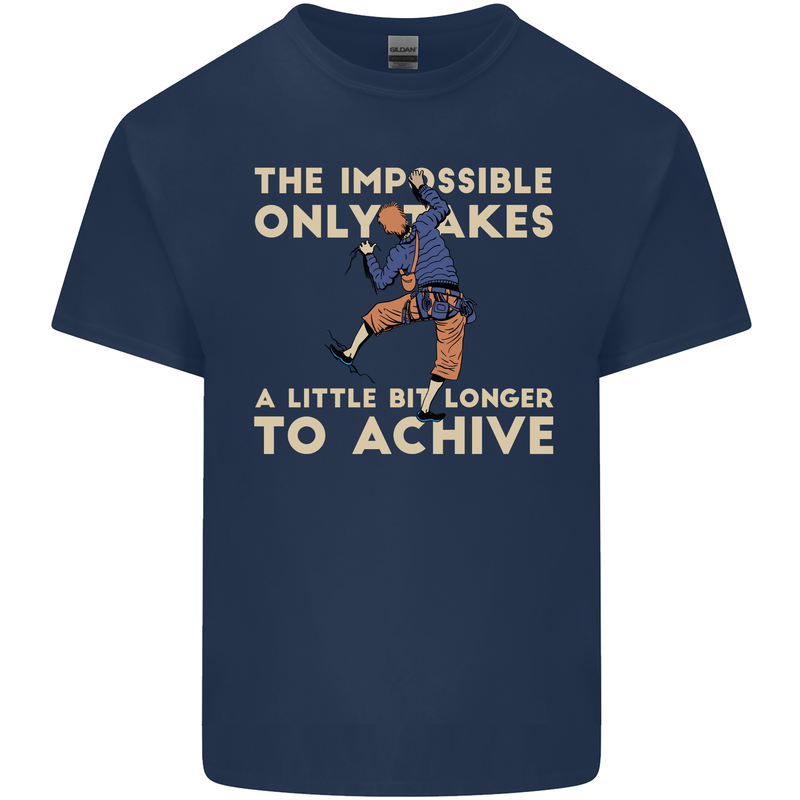 Rock Climbing the Impossible Funny Climber Kids T-Shirt Childrens Navy Blue