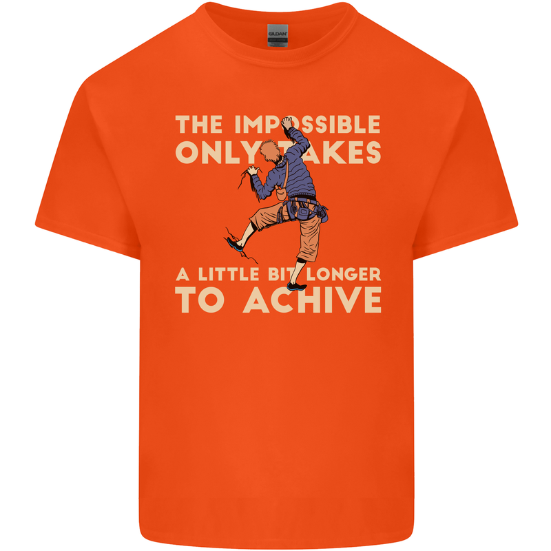 Rock Climbing the Impossible Funny Climber Kids T-Shirt Childrens Orange