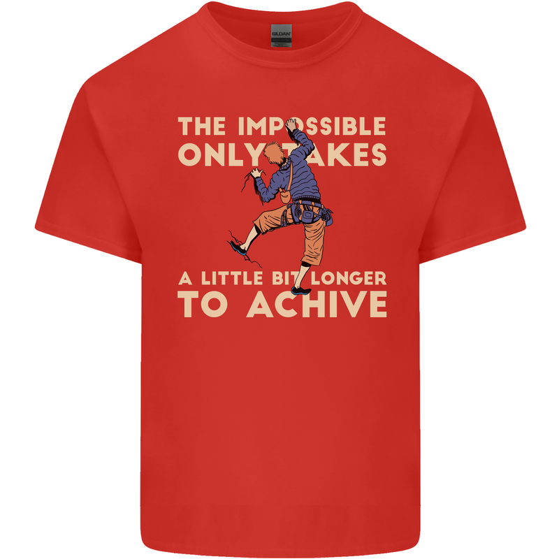 Rock Climbing the Impossible Funny Climber Kids T-Shirt Childrens Red
