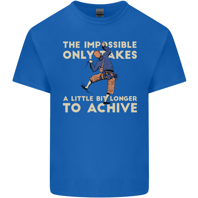 Rock Climbing the Impossible Funny Climber Kids T-Shirt Childrens Royal Blue
