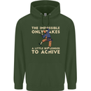Rock Climbing the Impossible Funny Climber Mens 80% Cotton Hoodie Forest Green