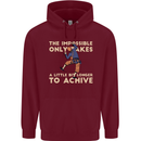 Rock Climbing the Impossible Funny Climber Mens 80% Cotton Hoodie Maroon