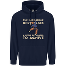 Rock Climbing the Impossible Funny Climber Mens 80% Cotton Hoodie Navy Blue