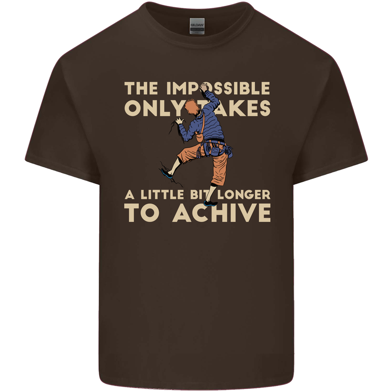 Rock Climbing the Impossible Funny Climber Mens Cotton T-Shirt Tee Top Dark Chocolate