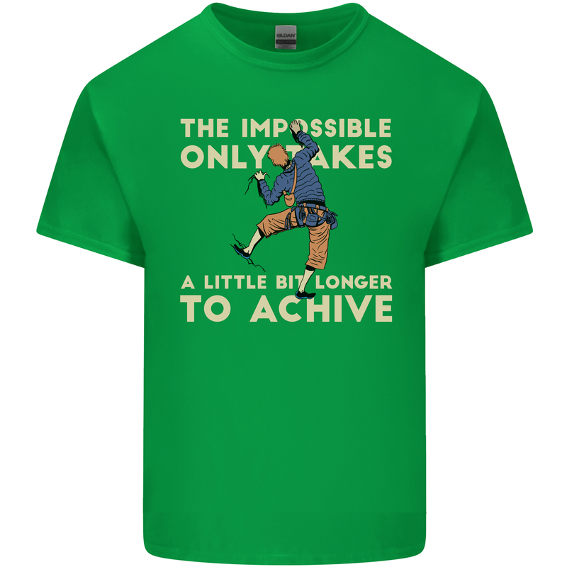 Rock Climbing the Impossible Funny Climber Mens Cotton T-Shirt Tee Top Irish Green