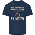 Rock Climbing the Impossible Funny Climber Mens Cotton T-Shirt Tee Top Navy Blue