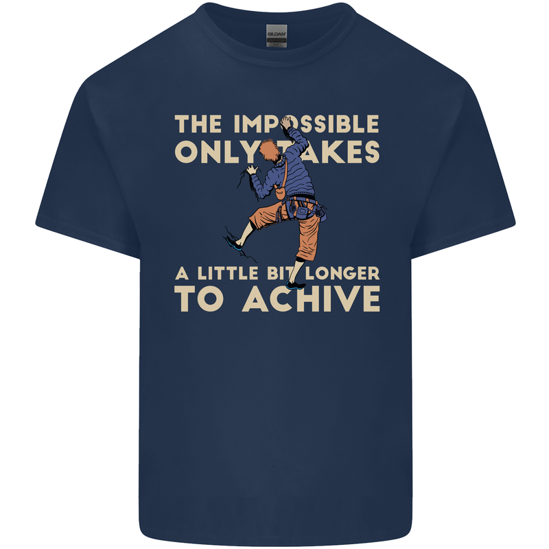 Rock Climbing the Impossible Funny Climber Mens Cotton T-Shirt Tee Top Navy Blue