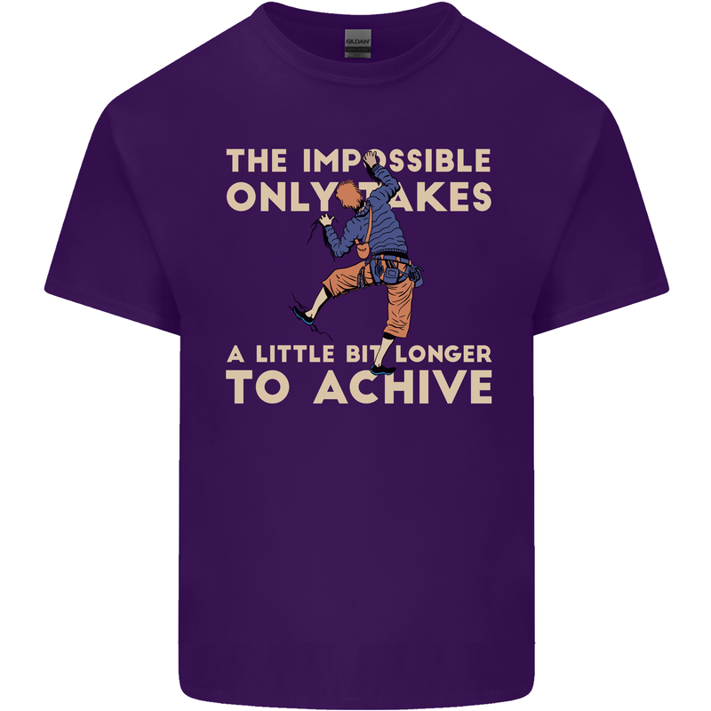 Rock Climbing the Impossible Funny Climber Mens Cotton T-Shirt Tee Top Purple