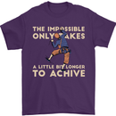 Rock Climbing the Impossible Funny Climber Mens T-Shirt Cotton Gildan Purple