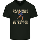 Rock Climbing the Impossible Funny Climber Mens V-Neck Cotton T-Shirt Black