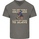 Rock Climbing the Impossible Funny Climber Mens V-Neck Cotton T-Shirt Charcoal