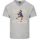 Rock Climbing the Impossible Funny Climber Mens V-Neck Cotton T-Shirt Sports Grey