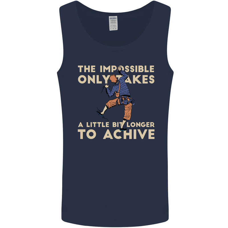 Rock Climbing the Impossible Funny Climber Mens Vest Tank Top Navy Blue