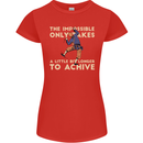 Rock Climbing the Impossible Funny Climber Womens Petite Cut T-Shirt Red
