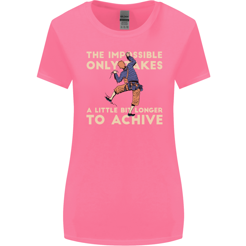Rock Climbing the Impossible Funny Climber Womens Wider Cut T-Shirt Azalea