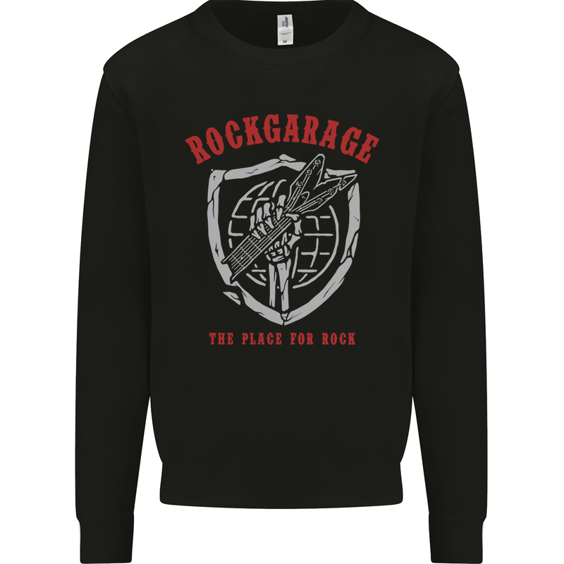 Rock Garage the Place for Rock Guitar Kids Sweatshirt Jumper Black
