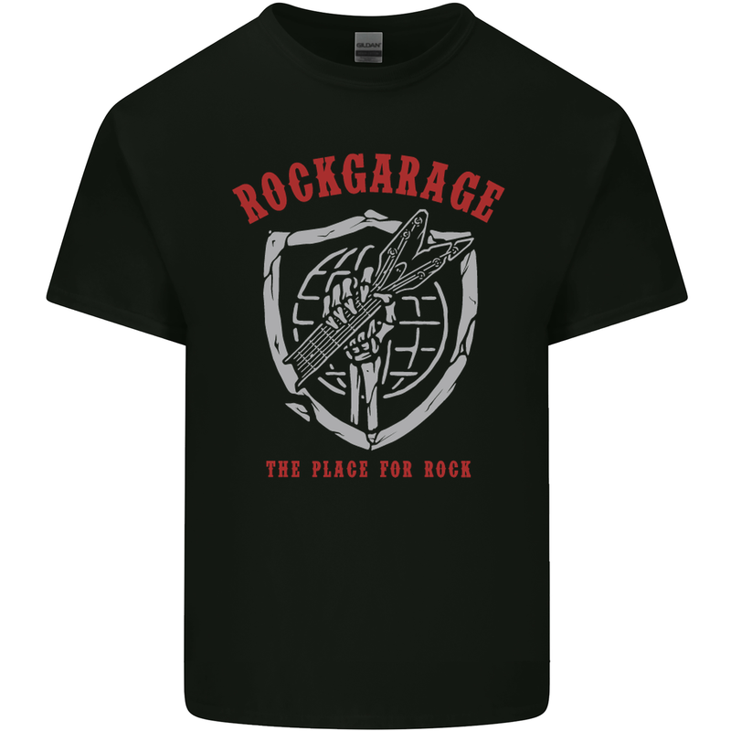 Rock Garage the Place for Rock Guitar Mens Cotton T-Shirt Tee Top Black