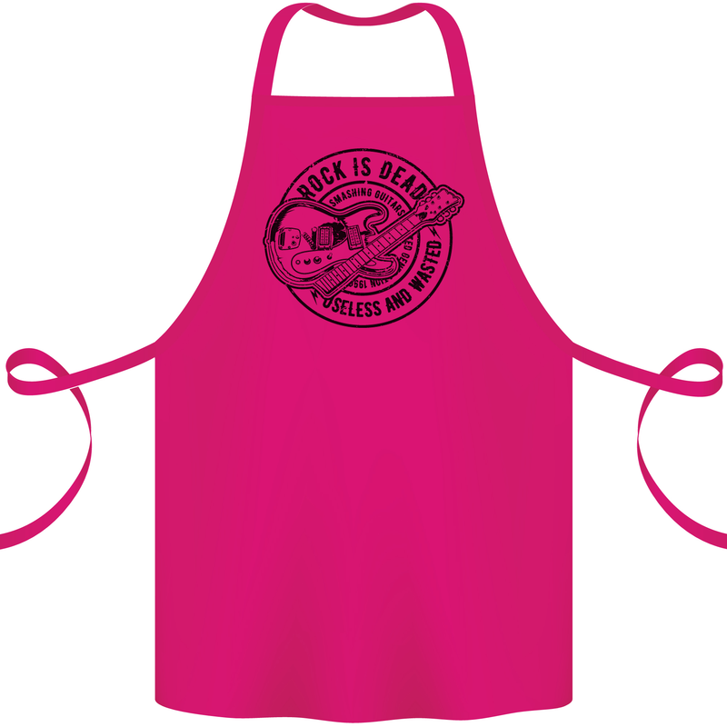 Rock Is Dead Funny Music Rock n Roll Guitar Cotton Apron 100% Organic Pink